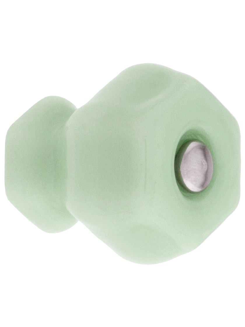 Medium Hexagonal Glass Knob With Nickel Bolt House of Antique